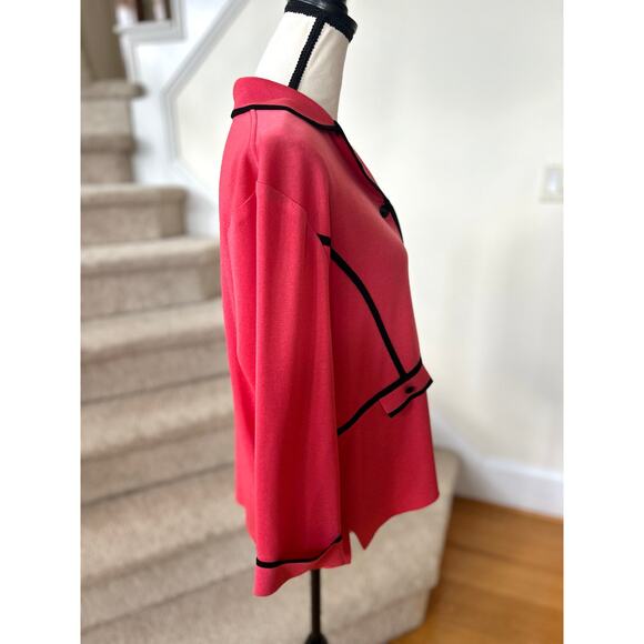 Misook Watermelon Pink & Black Contrast Three Button Knit Blazer - Picture 2 of 5
